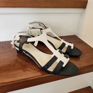 Tod's women's bicolor low wedge sandals in size 38